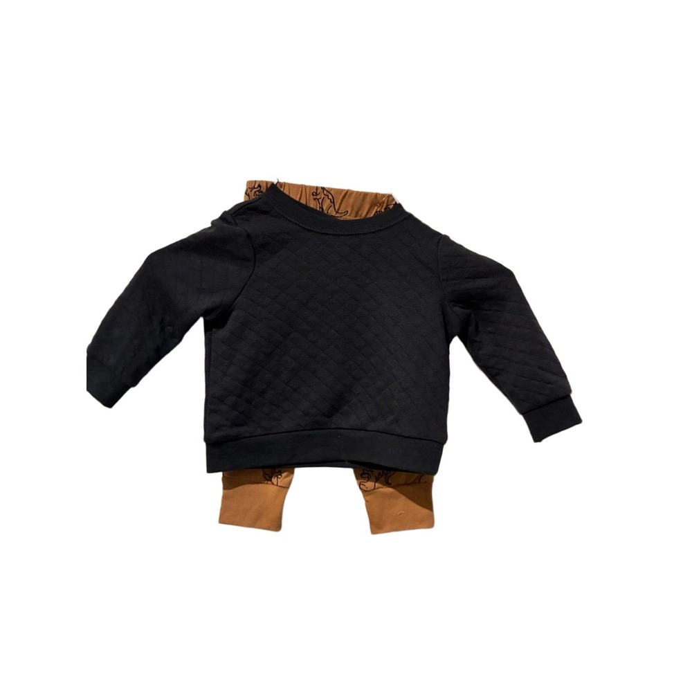 Cat & Jack Baby Boys 2pc Quilted Sweatshirt and Dinosaur Jogger Set‎ 6-9M Black